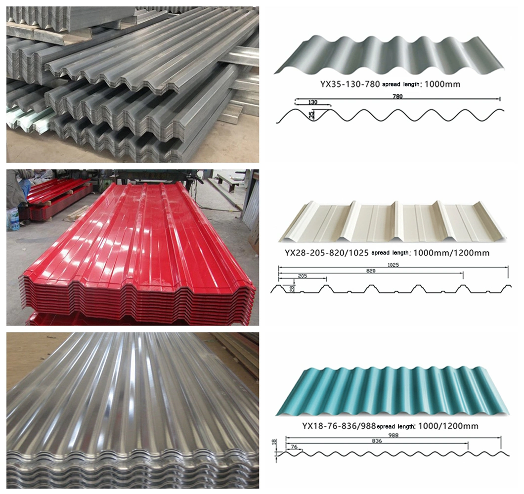 Ral Color Galvanized Steel Roof Sheets 4X8FT Building Material Width 26 36inches PPGI Made Color Coated Corrugated Roofing Sheet